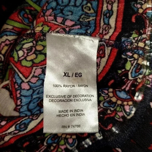 BILA Top Womens XL Boho Flowy Peplum Hem Shirt Multi Color - Picture 7 of 7